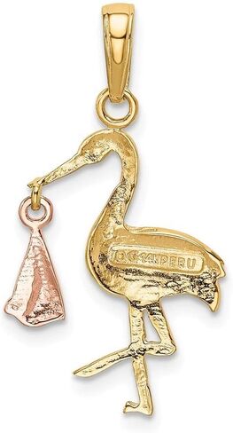 14K Two-tone Gold Stork Pendant in Kuwait