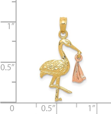 14K Two-tone Gold Stork Pendant in Kuwait