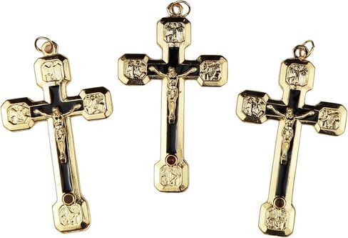 Needzo Evangelist Crucifix Pendants, Features Stations of the Cross on Back Side, Catholic Pendant Gifts, 2.25 Inches, Made in Italy (Pack of 3) in Kuwait