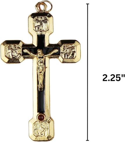 Needzo Evangelist Crucifix Pendants, Features Stations of the Cross on Back Side, Catholic Pendant Gifts, 2.25 Inches, Made in Italy (Pack of 3) in Kuwait
