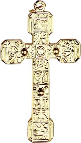 Needzo Evangelist Crucifix Pendants, Features Stations of the Cross on Back Side, Catholic Pendant Gifts, 2.25 Inches, Made in Italy (Pack of 3) in Kuwait