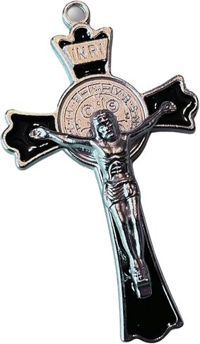Premium 3" St. Benedict Crucifix – Enamel Cross with Silver-Tone Medal – Catholic Spiritual Protection and Blessing Gift - Car, Cord, Hanging (Red) in Saudi Arabia