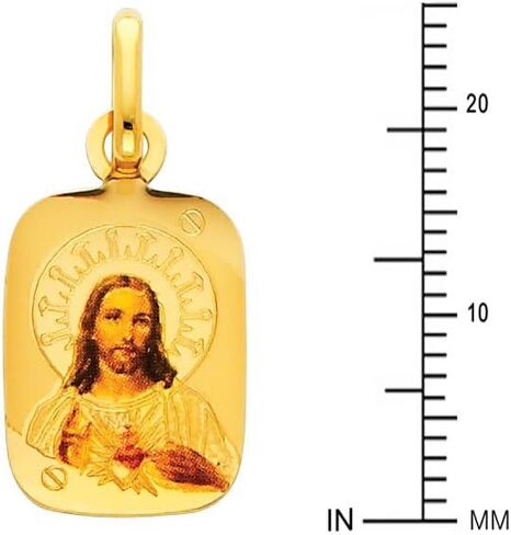 GoldenMine 14k Yellow Gold Religious Jesus Heart Enamel Picture Charm Pendant in Saudi Arabia