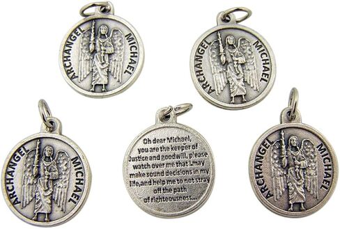 Lot of 5 Archangel Saint Michael 7/8-inch Silver Tone Medal with Prayer on Back in Saudi Arabia