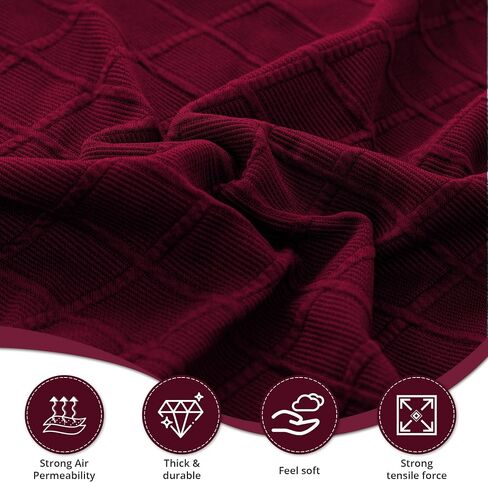 Stretch Couch Cover for 2 Cushion Loveseat Sofa, Fits 57 x 72 Inch, Jacquard Waffle Fabric Slipcover, Washable Pet Friendly Furniture Protector with Elastic Bottom, Wine Red, 2 Seats in Saudi Arabia