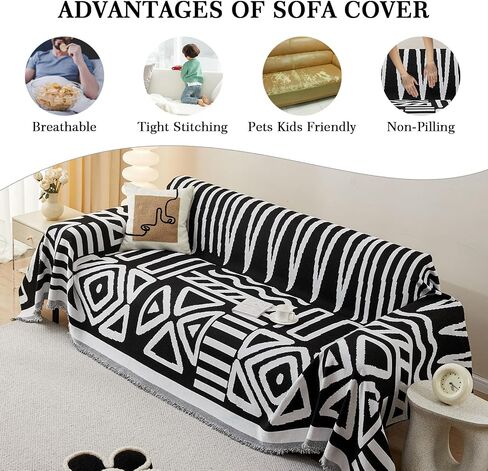 LiveGo 【Clearance】 Couch Cover Sofa Covers for Dog, Anti-Pilling Chenille Couch Covers for 2 Cushion Couch, Pet Friendly Sofa Slipcover Pet Furniture Protector with Tassel in Saudi Arabia