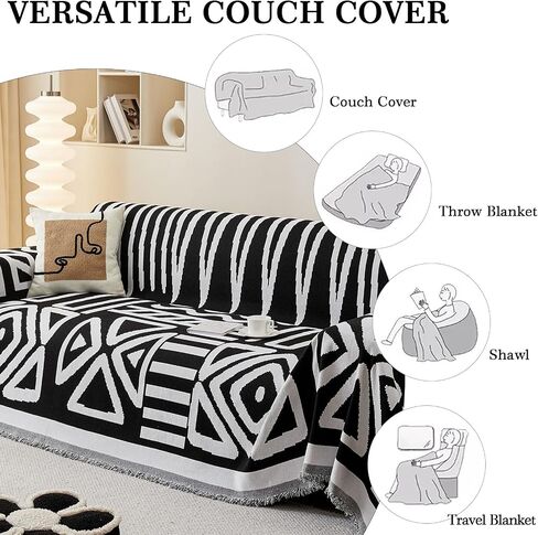 LiveGo 【Clearance】 Couch Cover Sofa Covers for Dog, Anti-Pilling Chenille Couch Covers for 2 Cushion Couch, Pet Friendly Sofa Slipcover Pet Furniture Protector with Tassel in Saudi Arabia