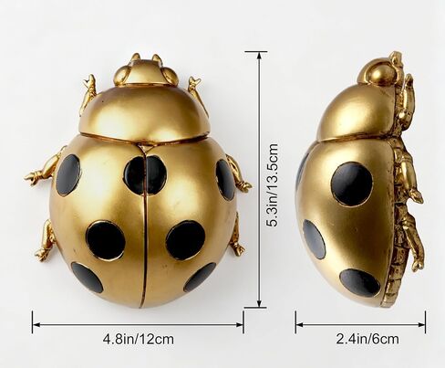 Gold Ladybug Wall Decor - 3D Resin Insect Sculpture, Insect Statue for Home Room Apothecary Decor Themed Home Decoration for Tabletop Living Room Bedroom（Gold in Saudi Arabia