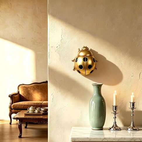 Gold Ladybug Wall Decor - 3D Resin Insect Sculpture, Insect Statue for Home Room Apothecary Decor Themed Home Decoration for Tabletop Living Room Bedroom（Gold in Saudi Arabia