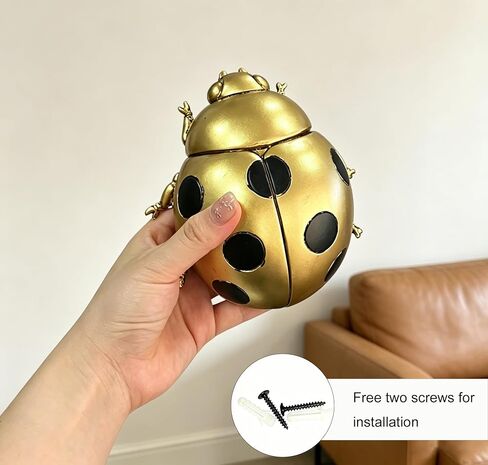 Gold Ladybug Wall Decor - 3D Resin Insect Sculpture, Insect Statue for Home Room Apothecary Decor Themed Home Decoration for Tabletop Living Room Bedroom（Gold in Saudi Arabia