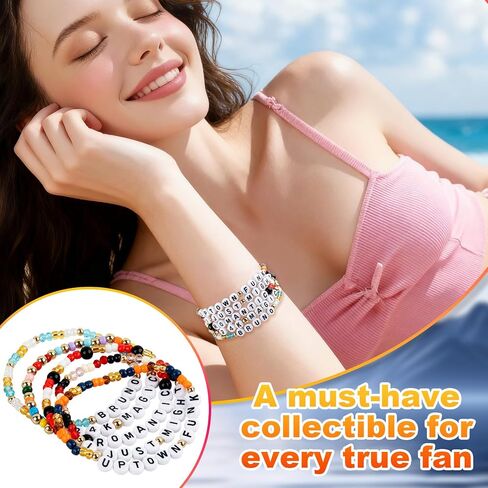 for Bruno Mars Merch Gifts Inspired Bracelets 5 Pcs Stackable Stretch Beaded Friendship Concert Outfit Costume Bracelets Vinyl Poster Sticker Jersey Merchandise Birthday Gifts for Fans in Kuwait