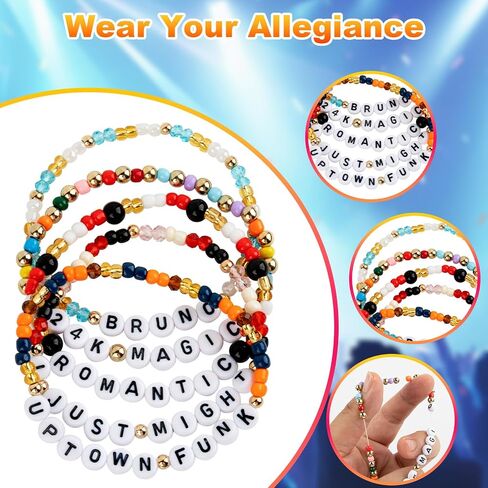 for Bruno Mars Merch Gifts Inspired Bracelets 5 Pcs Stackable Stretch Beaded Friendship Concert Outfit Costume Bracelets Vinyl Poster Sticker Jersey Merchandise Birthday Gifts for Fans in Kuwait