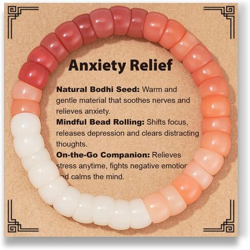 Natural Bodhi Seed Fidget Bracelet Anxiety Relief Items Fingertip Beaded Bracelet for Stress Relief Stretch Comfortable Wristband for Adults Healing Protection Jewelry Gift in Saudi Arabia