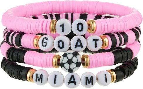 Soccer Bracelet For Women, Game Day Bracelets 7 10 Miami Fans Gifts, World Soccer Cup Stretch Bracelets Essentials Team Gear in Saudi Arabia