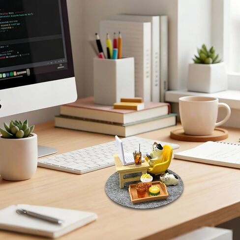 11-Piece Cats Figurines:Mobile Phone Cat Office Decor,Featuring Computer,Desk,Sleeping Cat,Iced Coffee Cute Resin Decor for Offices,Gardens,and Homes The for Cat Lovers in Saudi Arabia