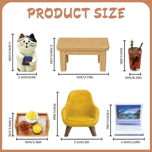 11-Piece Cats Figurines:Mobile Phone Cat Office Decor,Featuring Computer,Desk,Sleeping Cat,Iced Coffee Cute Resin Decor for Offices,Gardens,and Homes The for Cat Lovers in Saudi Arabia