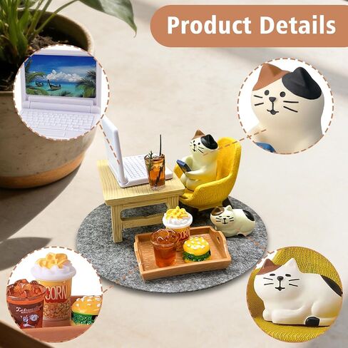 11-Piece Cats Figurines:Mobile Phone Cat Office Decor,Featuring Computer,Desk,Sleeping Cat,Iced Coffee Cute Resin Decor for Offices,Gardens,and Homes The for Cat Lovers in Saudi Arabia