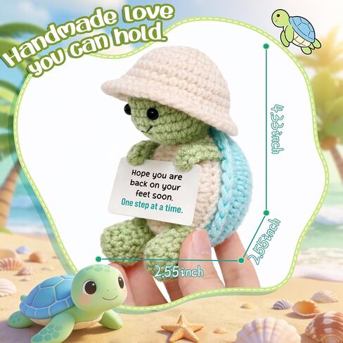 Mini Get Well Soon Turtle with Positive Card - Easter Basket Stuffers, Mother’s Day Encouragement Gifts for Women Men, Positive Gift for Sick Friend, One Step at a Time Desk Decor in Saudi Arabia