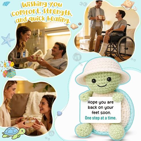 Mini Get Well Soon Turtle with Positive Card - Easter Basket Stuffers, Mother’s Day Encouragement Gifts for Women Men, Positive Gift for Sick Friend, One Step at a Time Desk Decor in Saudi Arabia
