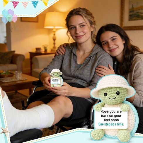 Mini Get Well Soon Turtle with Positive Card - Easter Basket Stuffers, Mother’s Day Encouragement Gifts for Women Men, Positive Gift for Sick Friend, One Step at a Time Desk Decor in Saudi Arabia