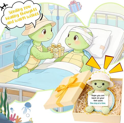 Mini Get Well Soon Turtle with Positive Card - Easter Basket Stuffers, Mother’s Day Encouragement Gifts for Women Men, Positive Gift for Sick Friend, One Step at a Time Desk Decor in Saudi Arabia