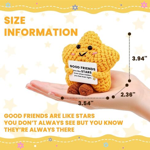 Friendship Gifts for Women –“Good Friends are Like Stars" Sentimental Keepsake, Fun Star Crochet Designs，Funny Friendship Gift，Best Friend Birthday Gift for Women (Yellow, Star) in Saudi Arabia
