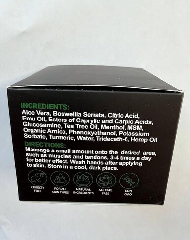 Hemp Cream Maximum Strength with Glucosamine, Arnica, Turmeric, MSM - Natural Hemp Oil Gel Rub - Fast Absorption, Non-Greasy - Advanced Formula - Formulated in USA - Menthol Scent - 4 FL OZ in Saudi Arabia