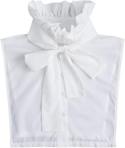 Cotton Shirts Elegant Ruffle Collar V Neck Dickey Mock Turtleneck Faux Collars for Women Girls in Saudi Arabia