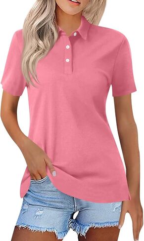 Women's Polo Shirts Short Sleeve Casual Collared Shirts Business Work Tops Athletic Tennis Golf Shirt in Saudi Arabia
