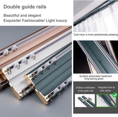 Heavy Duty Double Curtain Track15m Aluminum Ceiling Rail for Living Room Bathroom & BedroomVersatile Partition Track Kit F400cm in Saudi Arabia