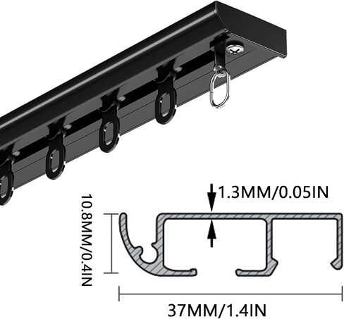HeavyDuty Black Ceiling Mount Curtain Track 6m (19.7ft) Room Divider for Living Room & Bedroom Durable Curtain Rails for Easy Installation and Smooth Operation in Saudi Arabia