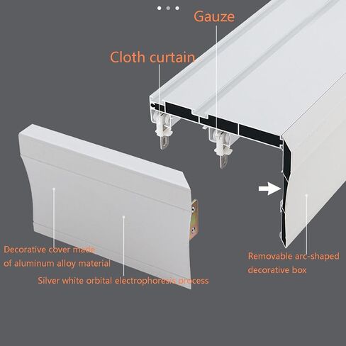 Integrated Pulley Curtain Rod 380Cm Sliding Double Track System Silent Operation Seamless Design Perfect for Home & Office Window Treatments.,Blanco-220cm/86.6in/7.2ft in Kuwait