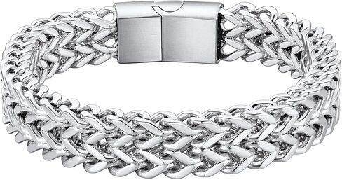 ChainsHouse Bracelet for Men, 316L Stainless Steel Franco Cuban Link Chain Bracelet with Sturdy Clasp, 6/10/12MM Widths, 7.5/8.3/9 Inch Lengths, Gift for Husband or Dad in Kuwait