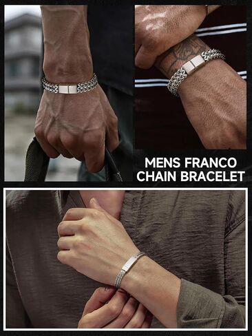 ChainsHouse Bracelet for Men, 316L Stainless Steel Franco Cuban Link Chain Bracelet with Sturdy Clasp, 6/10/12MM Widths, 7.5/8.3/9 Inch Lengths, Gift for Husband or Dad in Kuwait