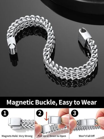 ChainsHouse Bracelet for Men, 316L Stainless Steel Franco Cuban Link Chain Bracelet with Sturdy Clasp, 6/10/12MM Widths, 7.5/8.3/9 Inch Lengths, Gift for Husband or Dad in Kuwait