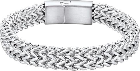 ChainsHouse Bracelet for Men, 316L Stainless Steel Franco Cuban Link Chain Bracelet with Sturdy Clasp, 6/10/12MM Widths, 7.5/8.3/9 Inch Lengths, Gift for Husband or Dad in Kuwait