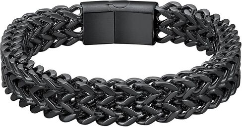 ChainsHouse Bracelet for Men, 316L Stainless Steel Franco Cuban Link Chain Bracelet with Sturdy Clasp, 6/10/12MM Widths, 7.5/8.3/9 Inch Lengths, Gift for Husband or Dad in Kuwait