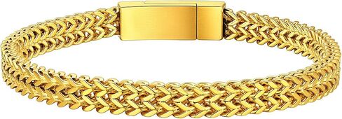 ChainsHouse Bracelet for Men, 316L Stainless Steel Franco Cuban Link Chain Bracelet with Sturdy Clasp, 6/10/12MM Widths, 7.5/8.3/9 Inch Lengths, Gift for Husband or Dad in Kuwait