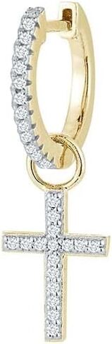 MATEO New York Diamond Huggie مع صليب ماسي قابل للفصل، ذهب أصفر عيار 14 قيراط in Kuwait