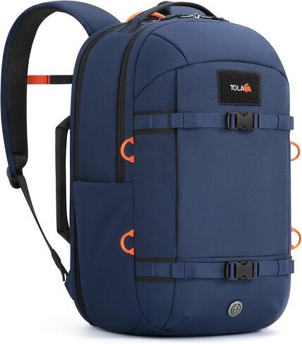 Tolaccea Travel Backpack 30L Laptop Carry On TSA Approved for Commute Trips | 100% RPET Recycled Fabric | EVA-cushioned Laptop Protection | TSA 180° Lay-flat Opening | Reinforced Stability Base Panel in Saudi Arabia