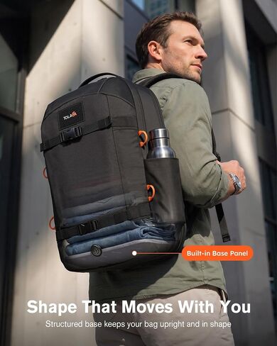 Tolaccea Travel Backpack 30L Laptop Carry On TSA Approved for Commute Trips | 100% RPET Recycled Fabric | EVA-cushioned Laptop Protection | TSA 180° Lay-flat Opening | Reinforced Stability Base Panel in Saudi Arabia