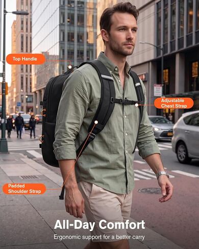 Tolaccea Travel Backpack 30L Laptop Carry On TSA Approved for Commute Trips | 100% RPET Recycled Fabric | EVA-cushioned Laptop Protection | TSA 180° Lay-flat Opening | Reinforced Stability Base Panel in Saudi Arabia