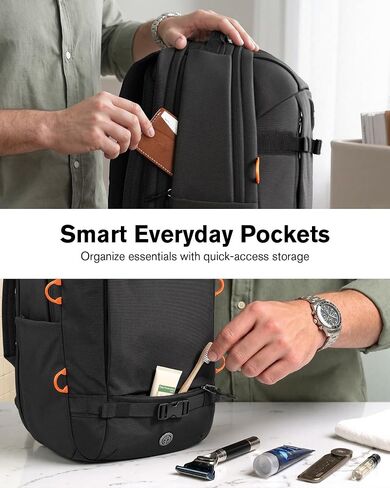 Tolaccea Travel Backpack 30L Laptop Carry On TSA Approved for Commute Trips | 100% RPET Recycled Fabric | EVA-cushioned Laptop Protection | TSA 180° Lay-flat Opening | Reinforced Stability Base Panel in Saudi Arabia
