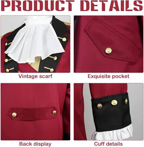 Founding Father Costume, Revolution Colonial Uniform with Wig Hat, Revolutionary War 18th Century Mens Outfit in Saudi Arabia