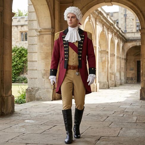 Founding Father Costume, Revolution Colonial Uniform with Wig Hat, Revolutionary War 18th Century Mens Outfit in Saudi Arabia