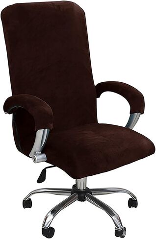 Velvet Plush Office Chair Cover with Armrest Covers, Universal Stretchable Office Computer Seat Covers Slipcovers, Fit for Swivel Rotating Chair Protector(Green,XL) in Kuwait