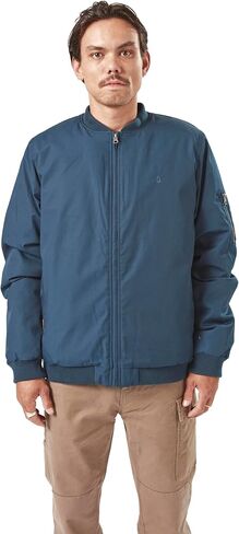 سترة Volcom للرجال من طراز Workwear Bomber - سترة قماشية معزولة مقاومة للماء وجيب على الأكمام in Kuwait