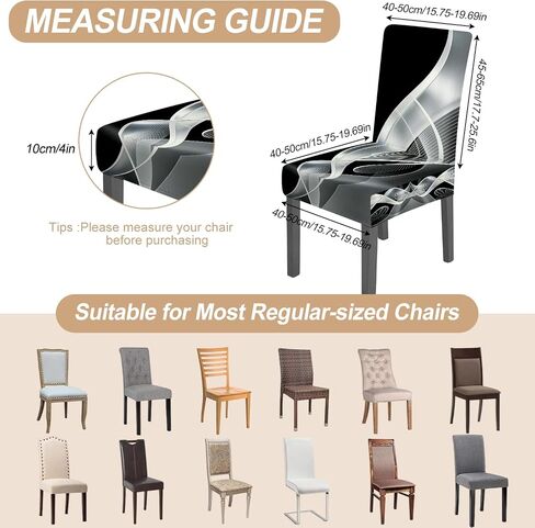 ANNA QUEEN Geometric Print Dining Chair Covers Set of 4,Stretch Fit Washable Elastic Slipcovers,Removable Furniture Protector for Kitchen Dining Room Chairs in Saudi Arabia