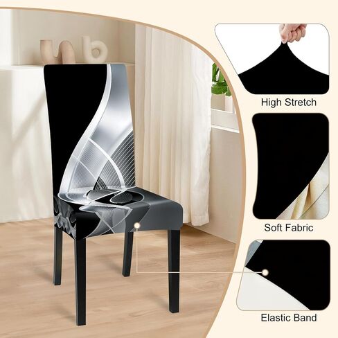 ANNA QUEEN Geometric Print Dining Chair Covers Set of 4,Stretch Fit Washable Elastic Slipcovers,Removable Furniture Protector for Kitchen Dining Room Chairs in Saudi Arabia