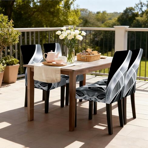 ANNA QUEEN Geometric Print Dining Chair Covers Set of 4,Stretch Fit Washable Elastic Slipcovers,Removable Furniture Protector for Kitchen Dining Room Chairs in Saudi Arabia